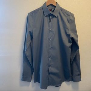 J Ferrar Grey Long Sleeve Slim Fit Dress Shirt Size M 15-151/2  34-35